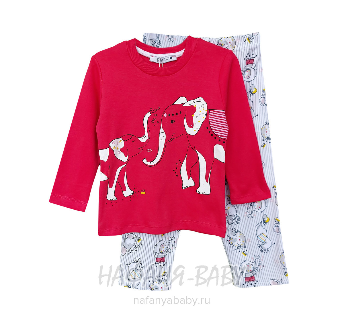 Пижама для девочки СЛОНИКИ POLI FONI арт: 305, 5-9 лет, 1-4 года, цвет малиновый, оптом Турция