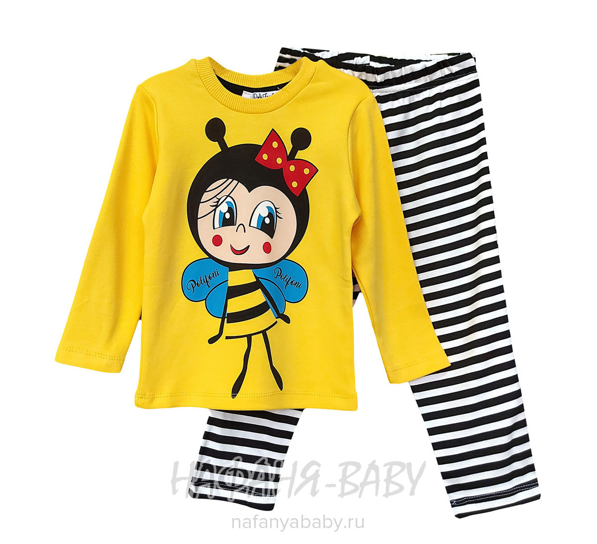 Детская пижама POLI FONI арт: 307, 5-9 лет, 1-4 года, цвет желтый, оптом Турция
