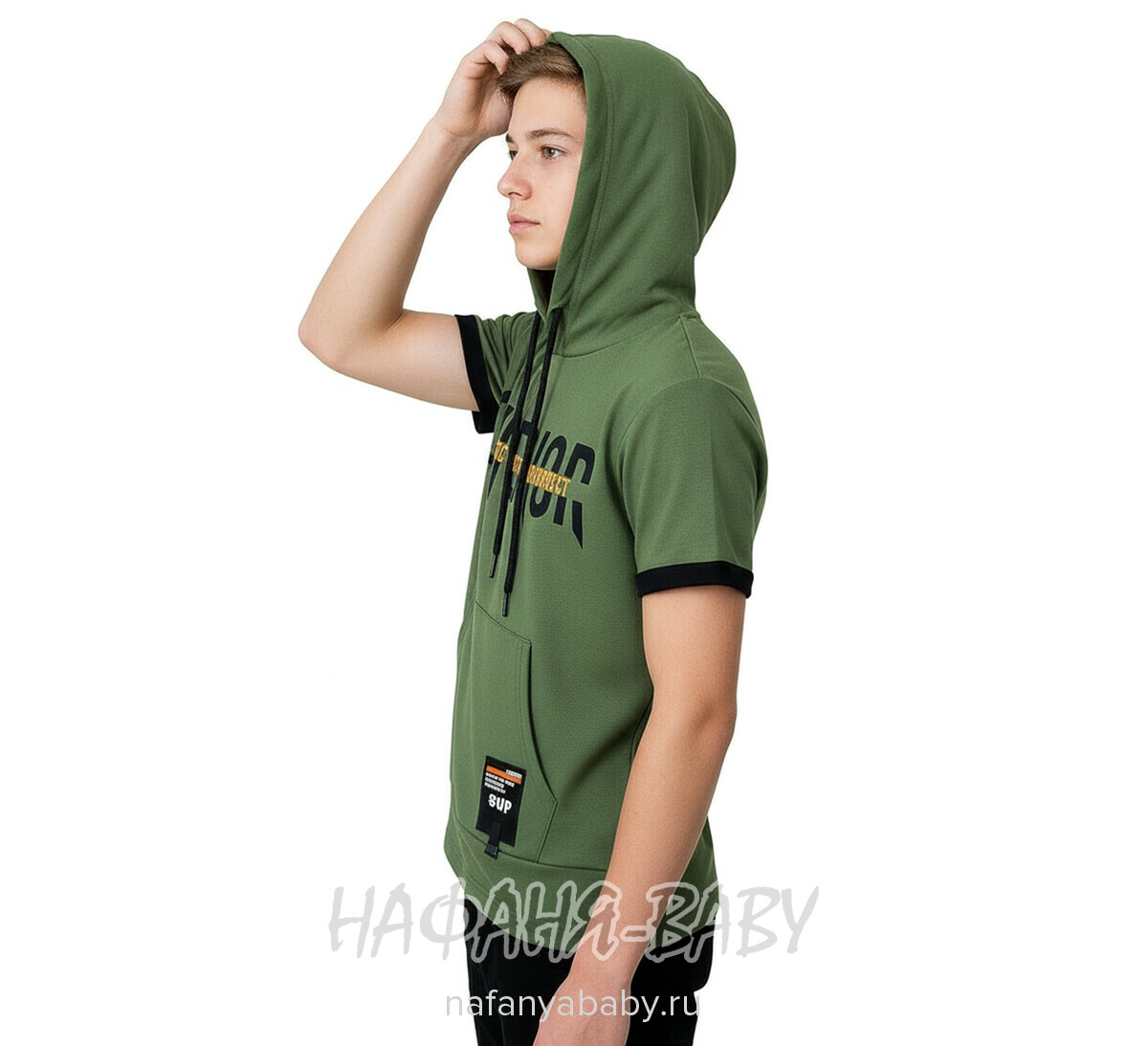 Футболка с капюшоном ALG, купить в интернет магазине Нафаня. арт: 322754, цвет дымчато-зеленый хаки