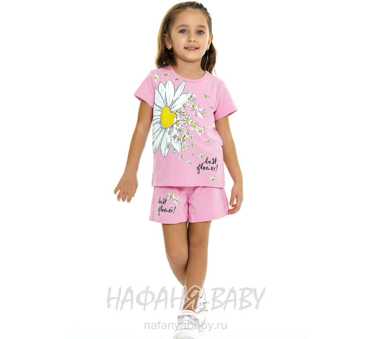 Детский костюм (футболка + шорты) RAVZA арт: 36106, 3-6 лет, цвет розовый, оптом Турция