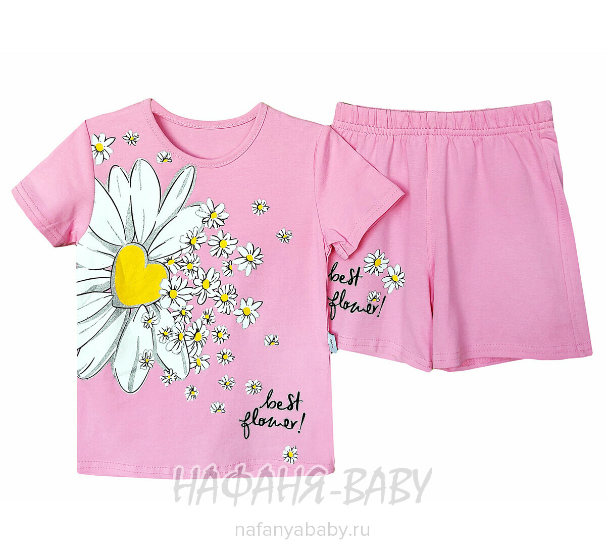 Детский костюм (футболка + шорты) RAVZA арт: 36106, 3-6 лет, цвет розовый, оптом Турция