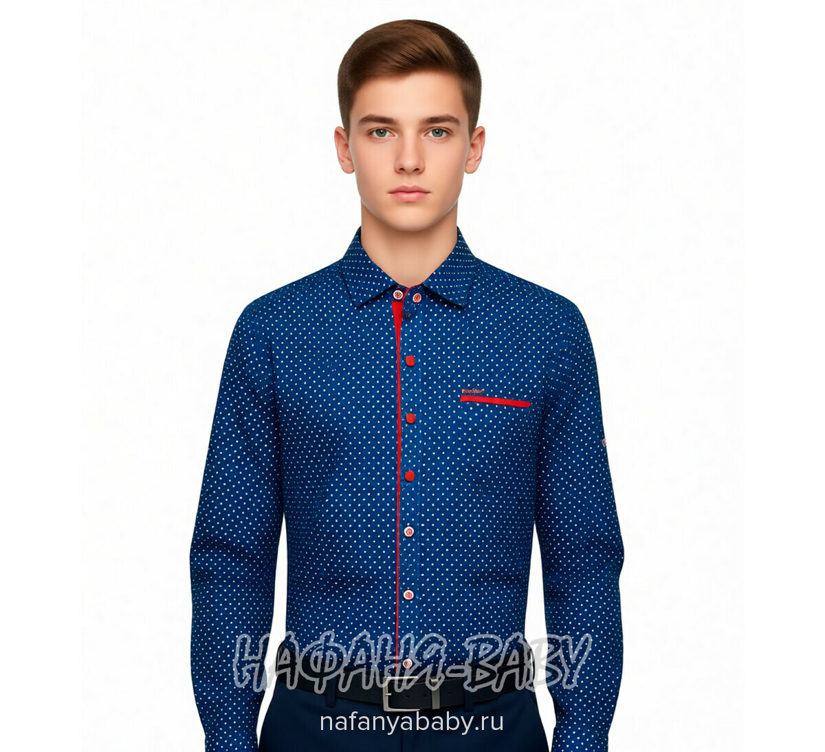Подростковая рубашка NORMANI арт: 411-3, 5-9 лет, 10-15 лет, цвет темно-синий с бордовым, оптом Турция