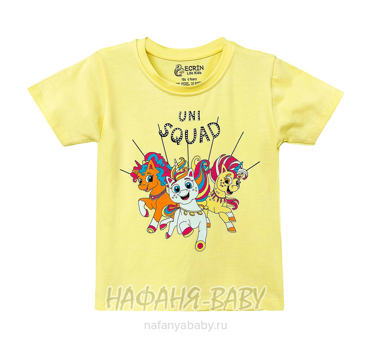 Детская футболка ECRIN арт. 4203 для девочки 1-4 года, цвет желтый, оптом Турция