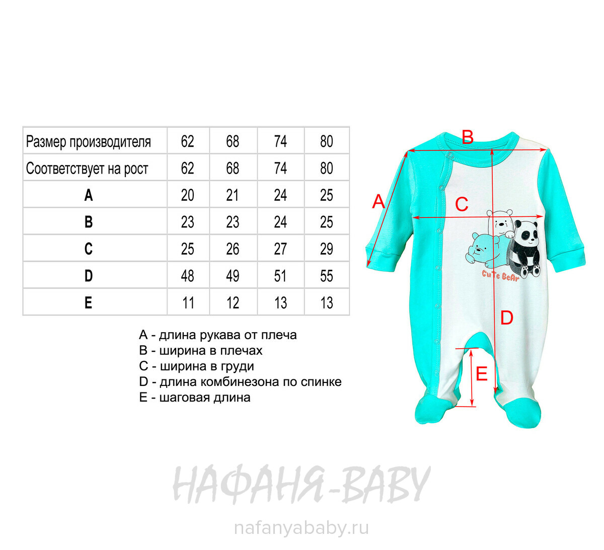 Комбинезон для новорожденных BEBIO арт. 5003, 0-12 мес, цвет аквамариновый, оптом Турция