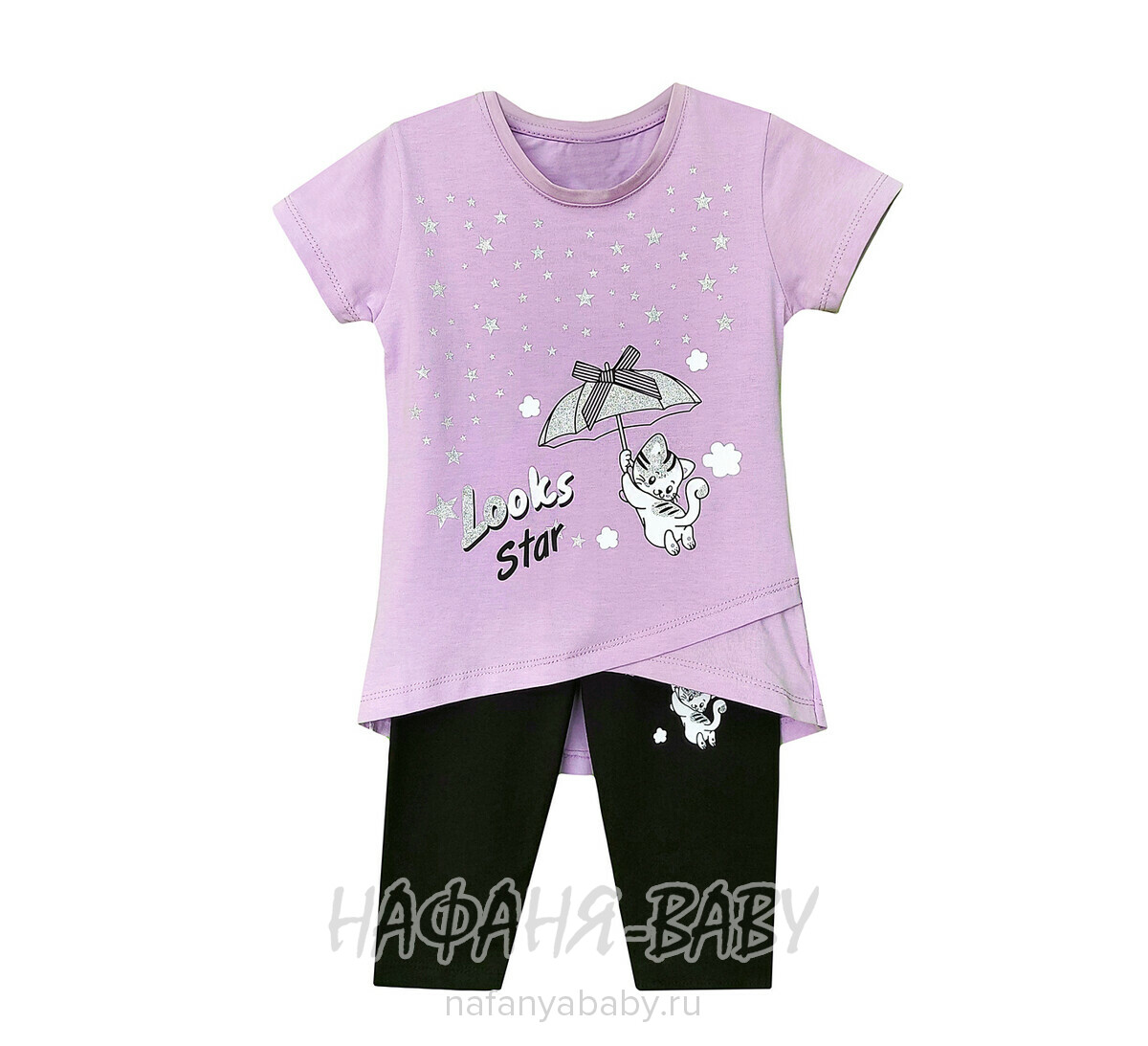 Костюм (футболка + лосины) JOXFUL арт: 5003, 2-5 лет, цвет сиреневый, оптом Турция