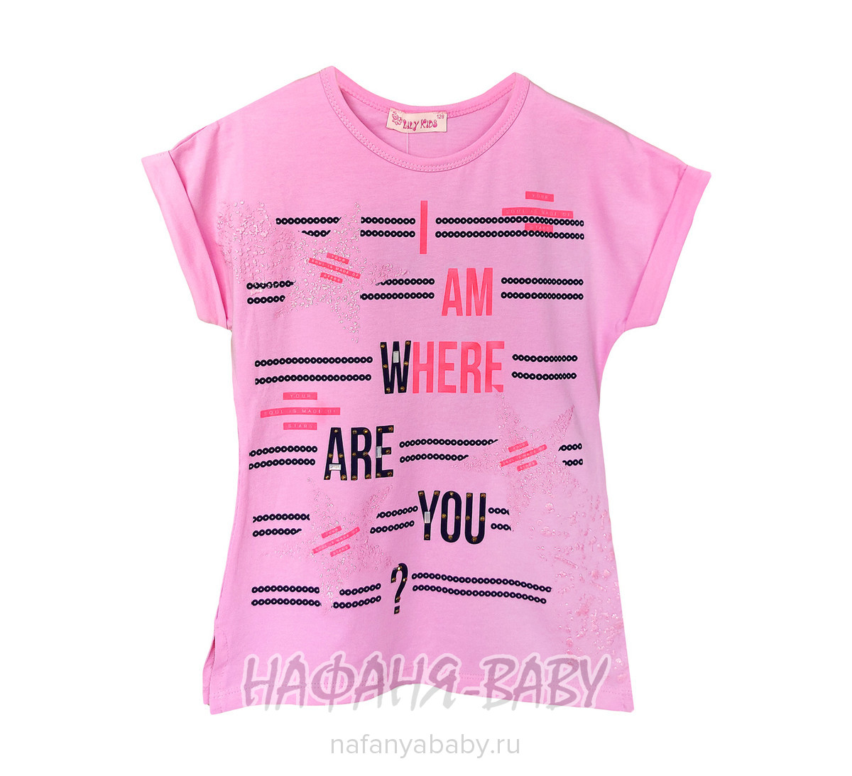 Детская футболка LILY Kids арт: 5029, 10-15 лет, 5-9 лет, цвет розовый, оптом Турция