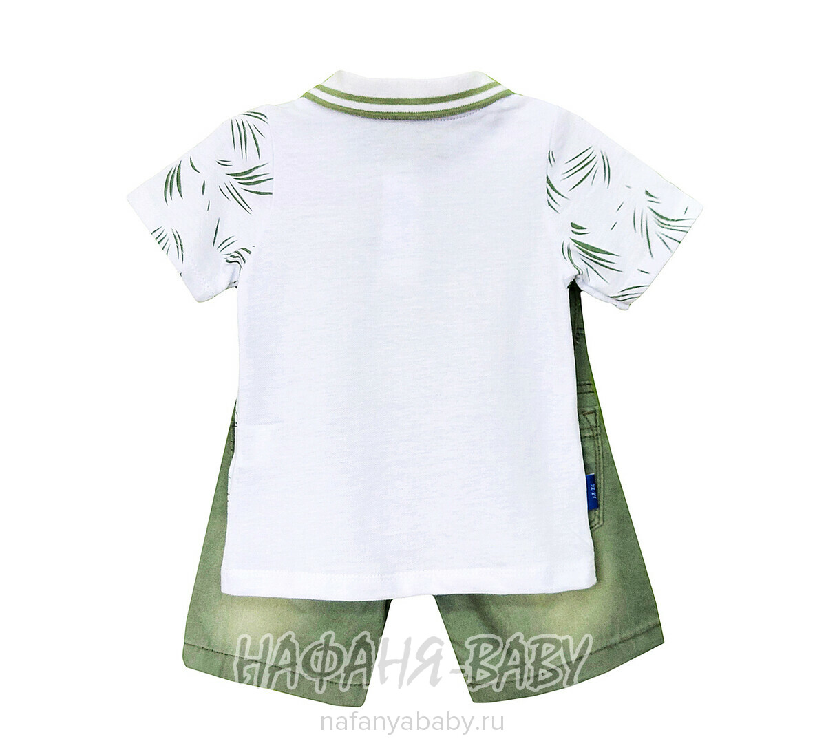 Детский костюм (поло + шорты) YTM арт. 510 от 1 до 4 лет, цвет белый с хаки, оптом Турция