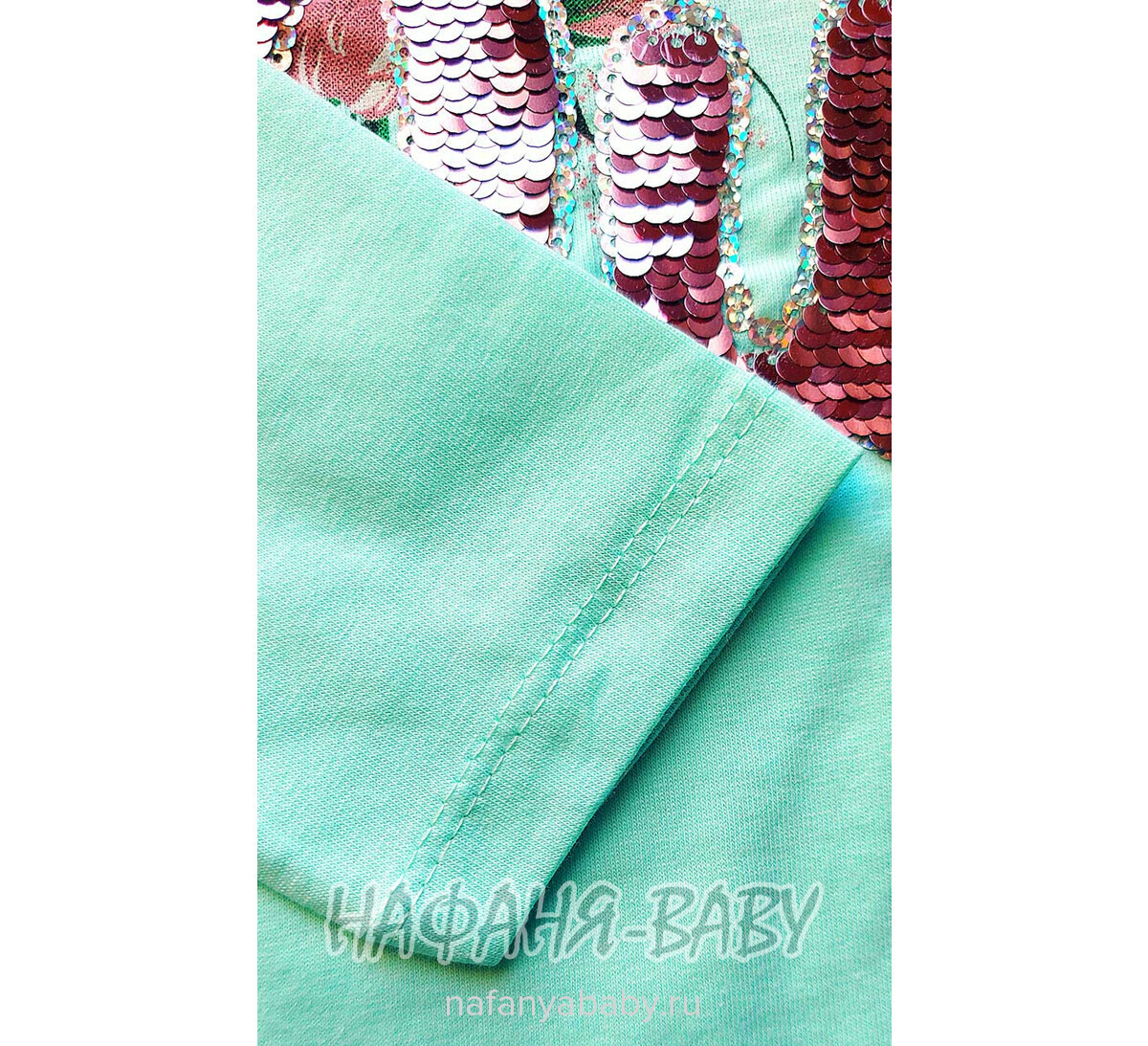 Детский лонгслив с паетками NARMINI арт: 5717, 5-9 лет, 1-4 года, цвет аквамариновый, оптом Турция