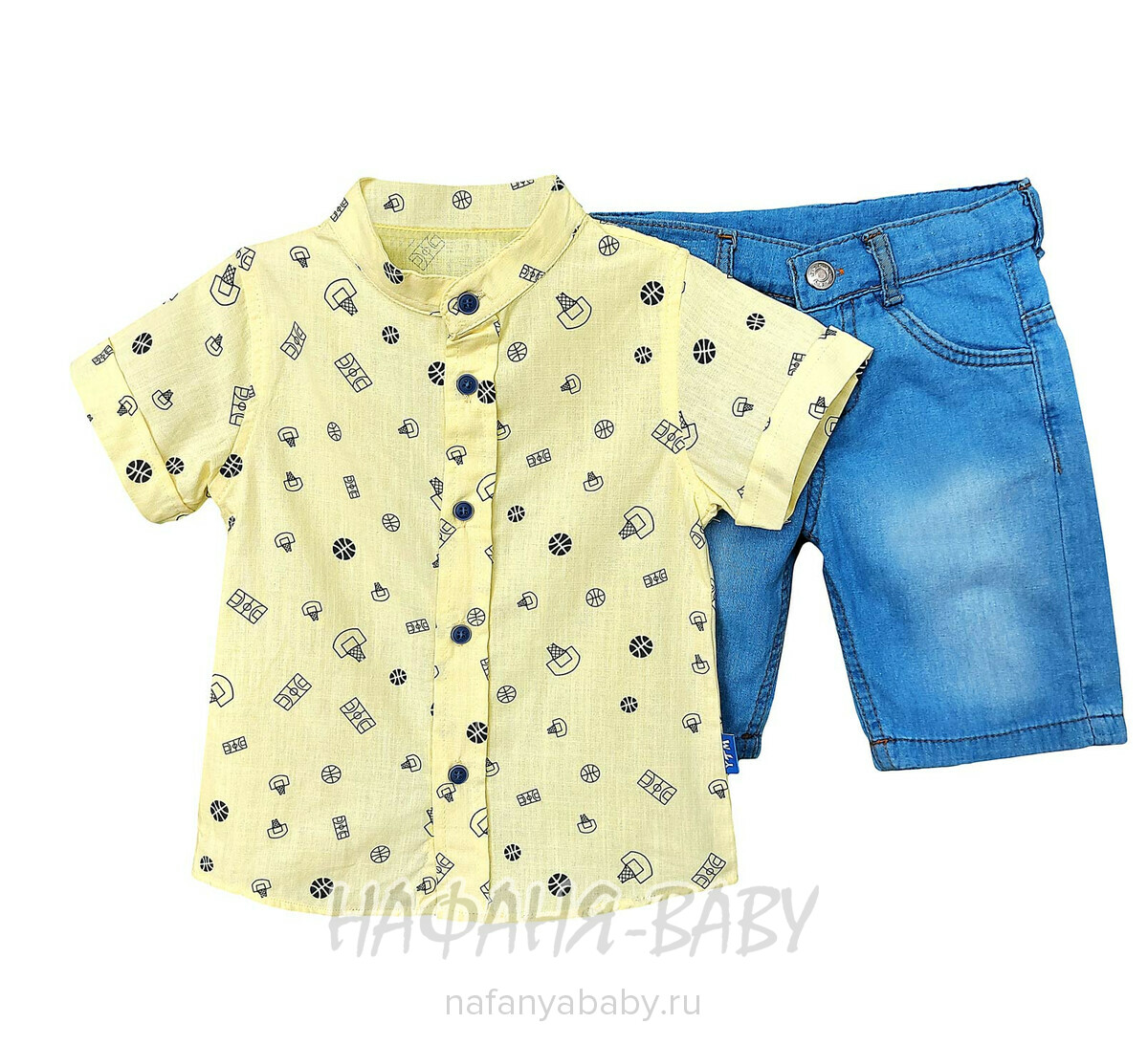 Детский костюм (рубашка + шорты) YTM арт. 511 от 1 до 4 лет, цвет желтый, оптом Турция