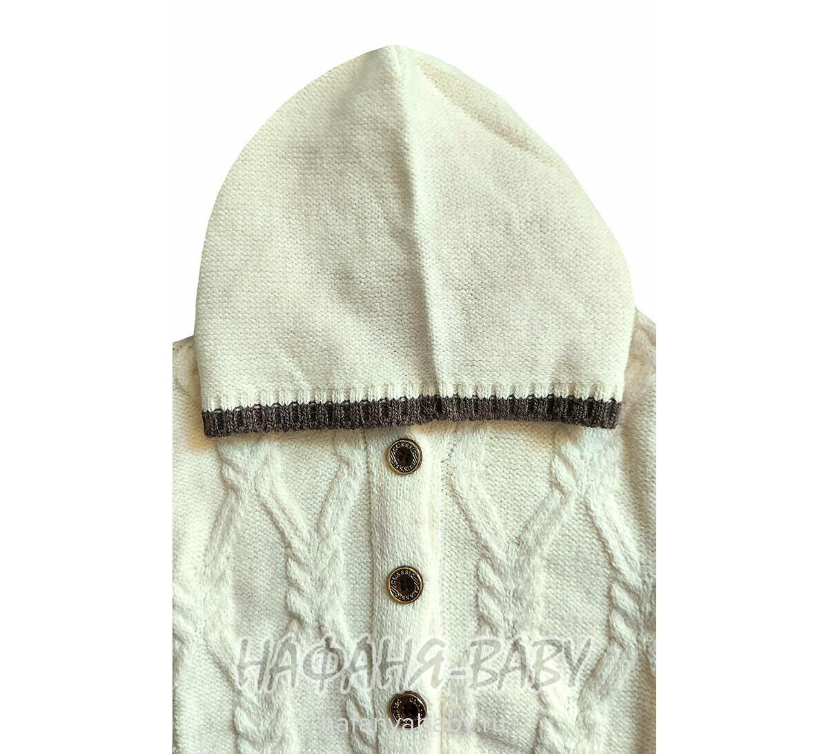 Вязанный кардиган с капюшоном WII BERY арт: 5160, 1-4 года, цвет молочный, оптом Турция