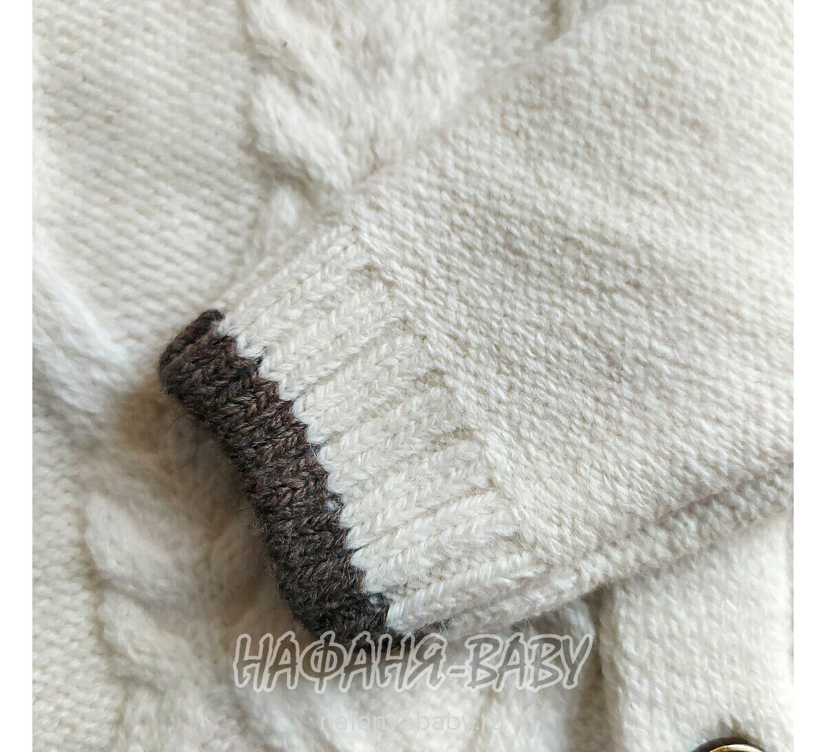 Вязанный кардиган с капюшоном WII BERY арт: 5160, 1-4 года, цвет молочный, оптом Турция