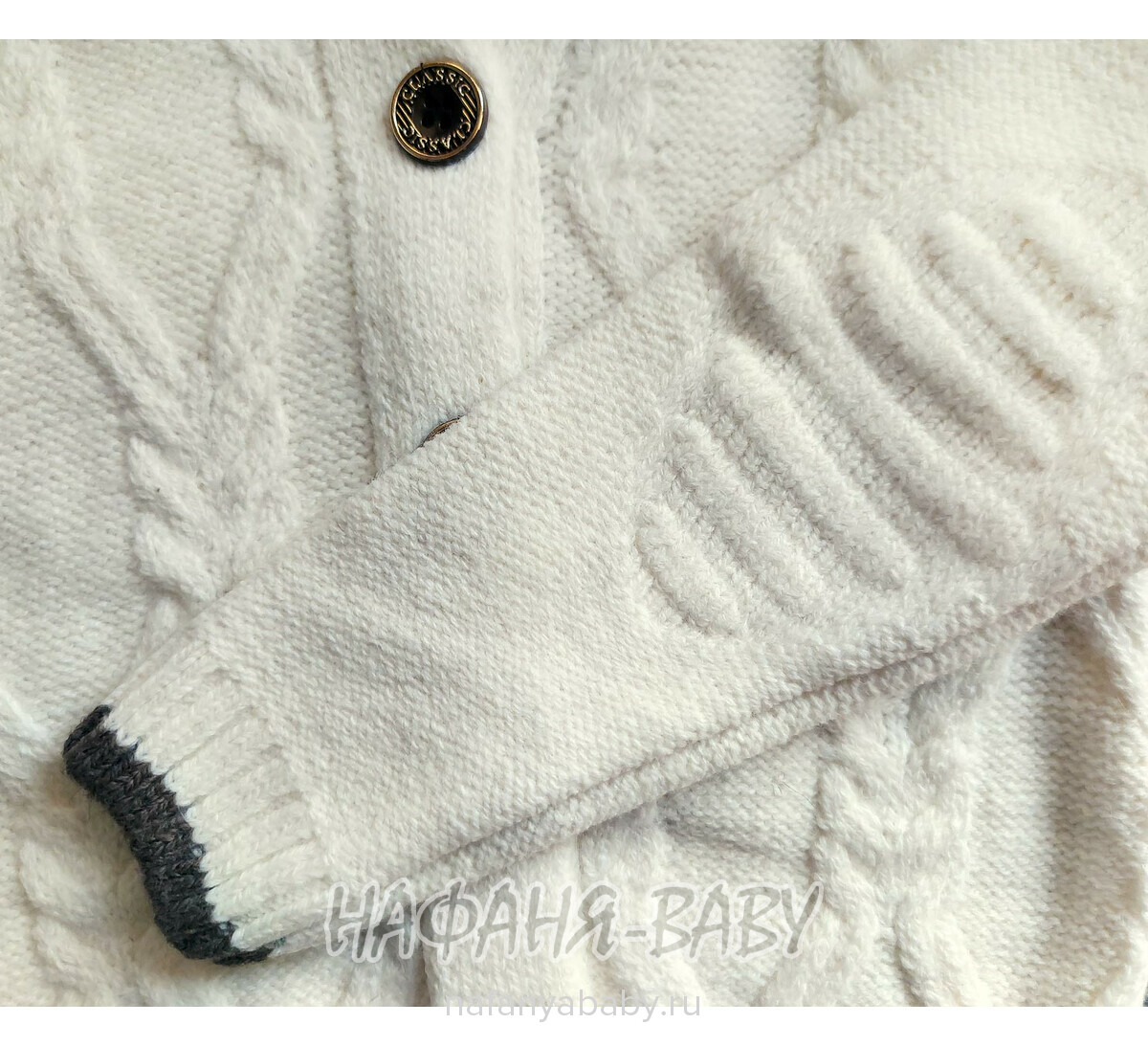 Вязанный кардиган с капюшоном WII BERY арт: 5160, 1-4 года, цвет молочный, оптом Турция