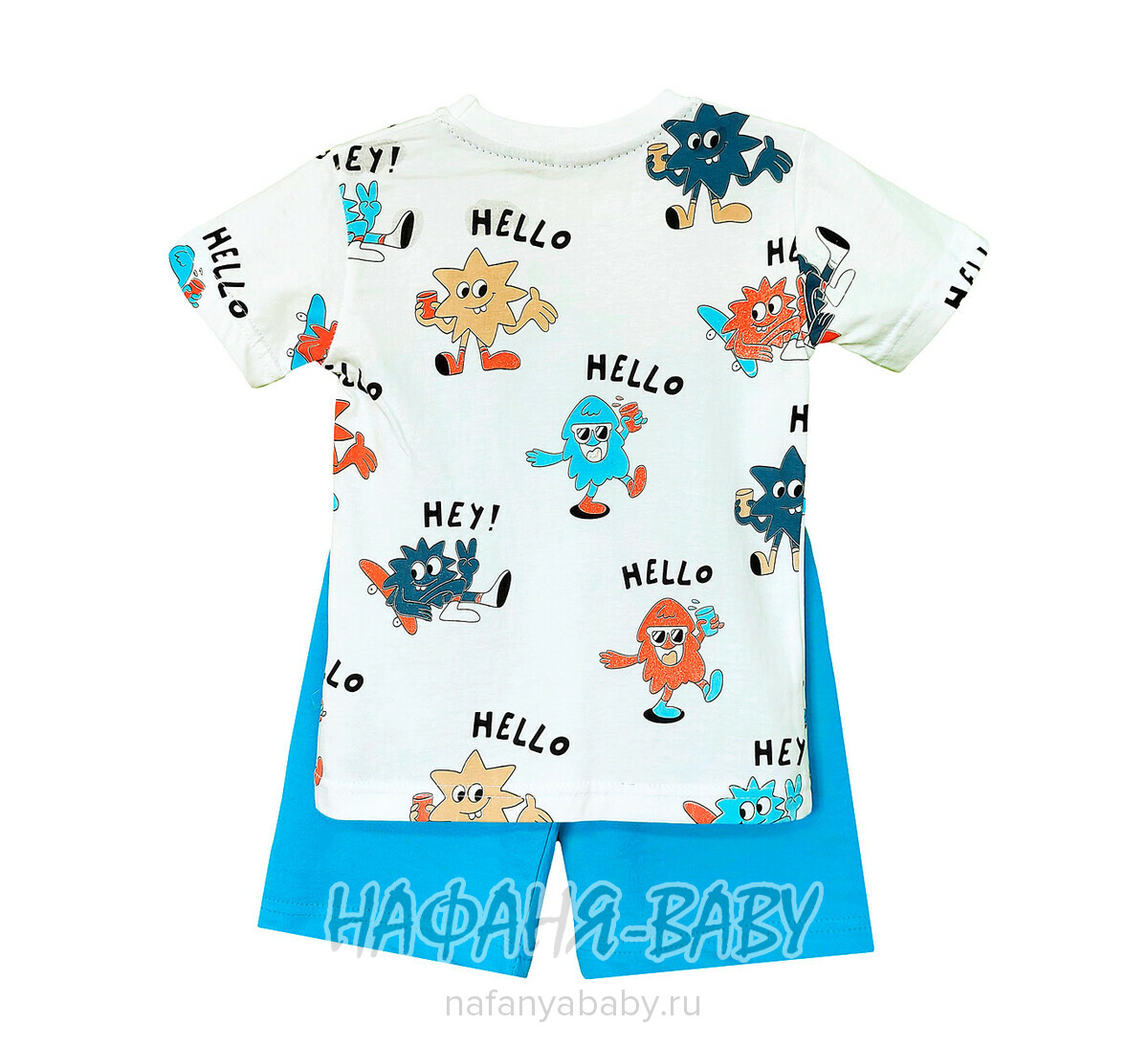Детский костюм (футболка + шорты) MIXIMA арт. 5171 от 3 до 6 лет, цвет белый с голубым, оптом Турция