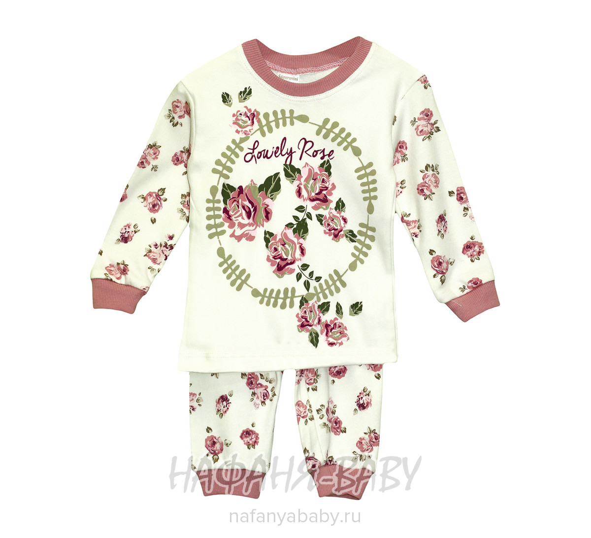 Детская трикотажная пижама для девочки SUPERMINI арт: 55525, 1-4 года, цвет чайная роза, оптом Турция