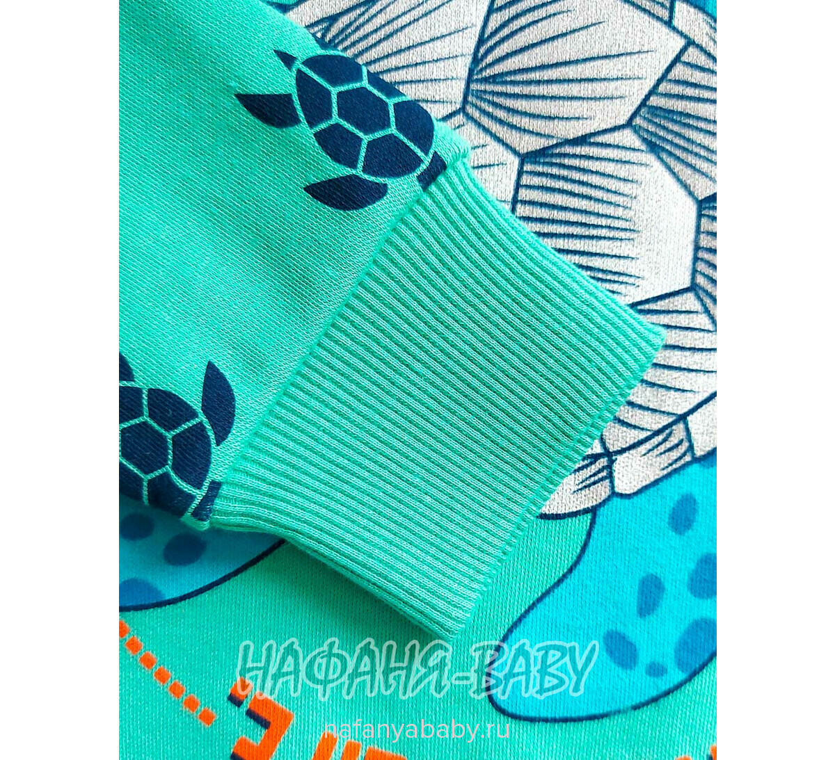Свитшот ЧЕРЕПАХА UNRULY арт: 5816 для мальчика 2-5 лет, цвет бирюзовый, оптом Турция