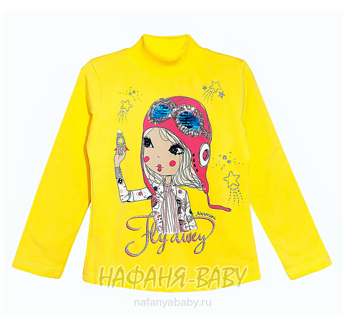 Купить утепленную водолазку NARMINI арт: 5828 для девочки 2-5 лет, цвет желтый, оптом Турция