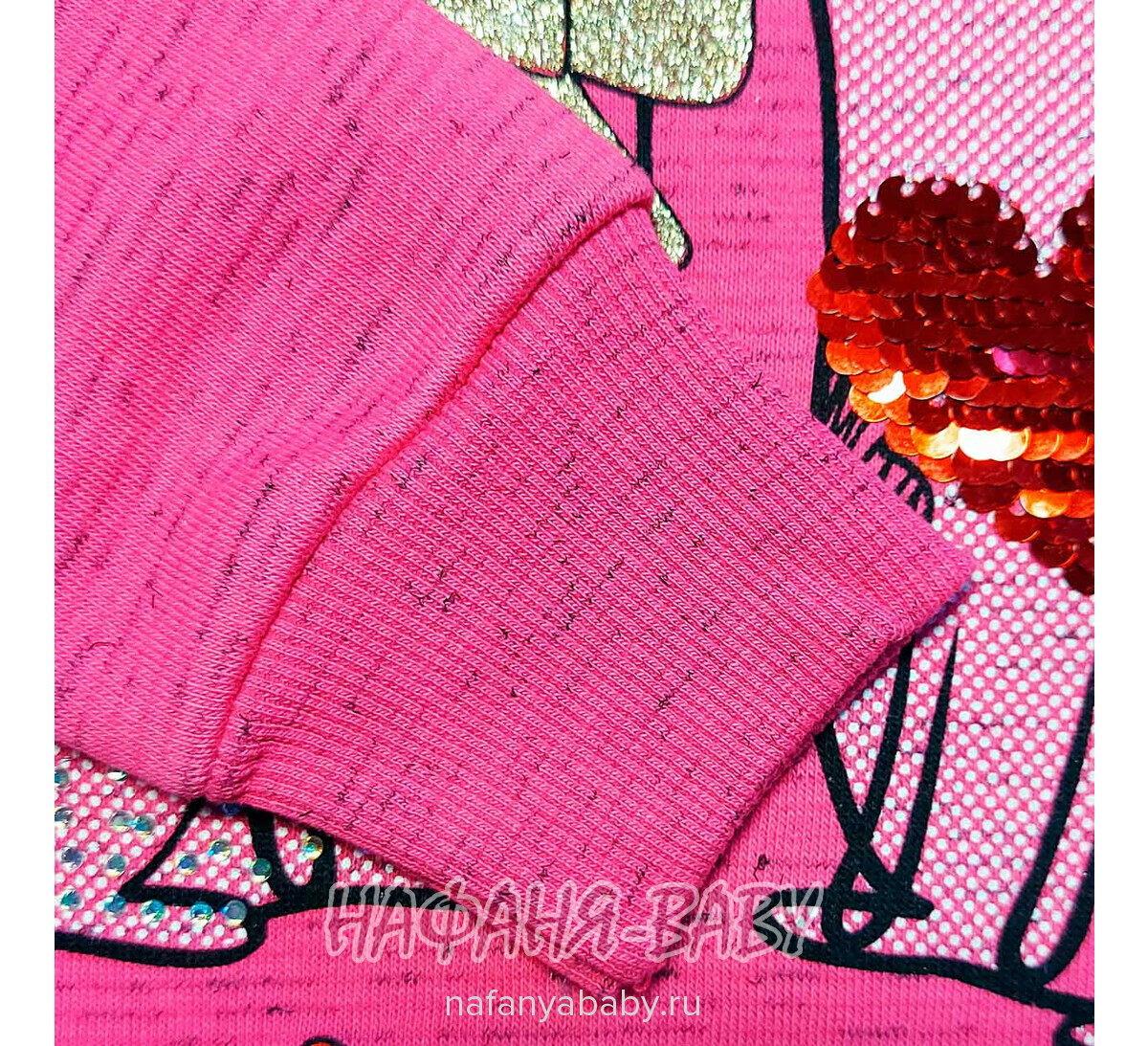 Детский утепленный свитшот футер 3-нитка начес Турция арт: 5919, 3-4 года, цвет розовый меланж