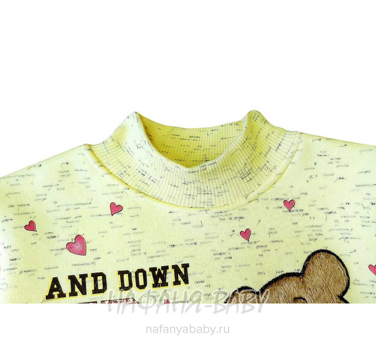 Толстовка с меховой аппликацией МИШКА NARMINI арт: 5941, 1-4 года, цвет желтый меланж, оптом Турция