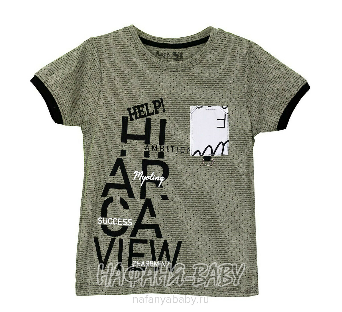 Детская футболка ARCA арт: 6014-1, 1-4 года, 5-9 лет, цвет дымчато-зеленый хаки, оптом Турция