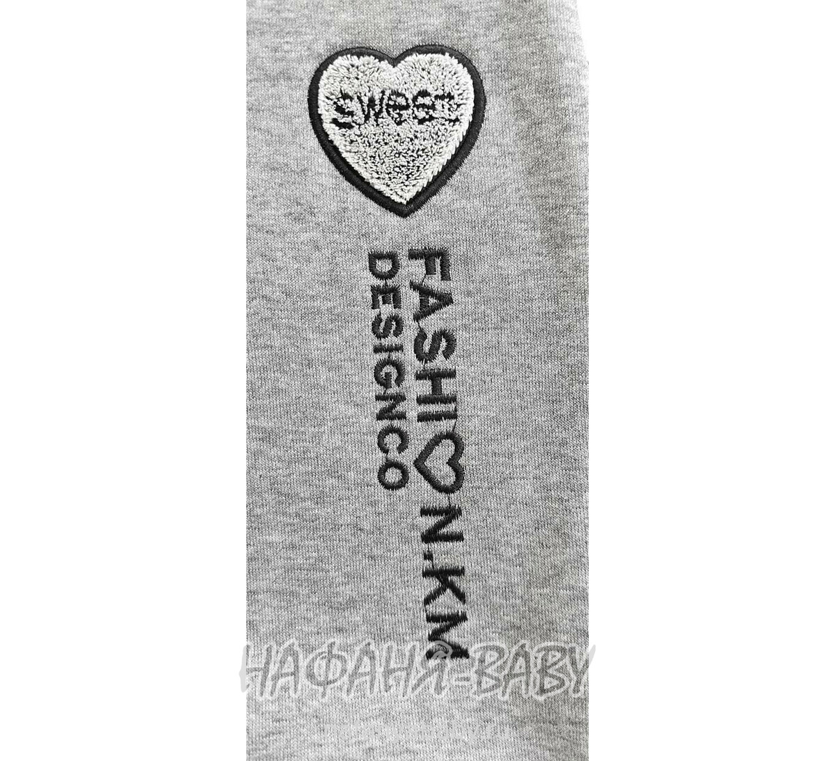 Зимние брюки на флисе XING арт: 607, 10-15 лет, цвет серый меланж, оптом Китай (Пекин)