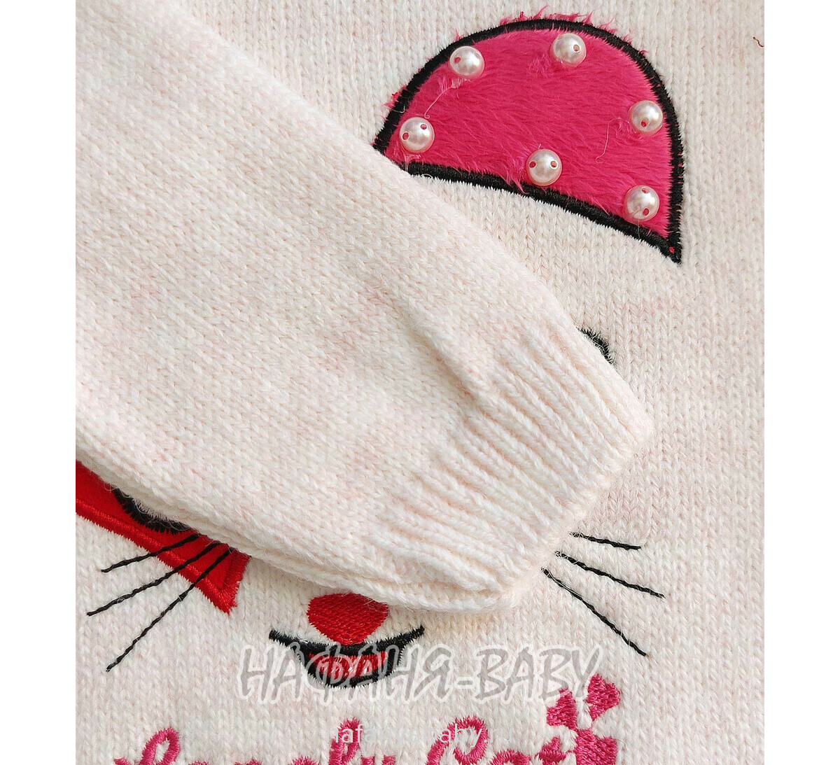 Детский вязаный джемпер WII BERY, купить в интернет магазине Нафаня. арт: 6100 цвет молочный с розовым оттенком