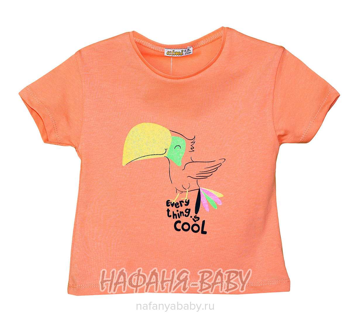 Детская футболка ALMI арт: 622169, 1-4 года, 5-9 лет, цвет персиковый, оптом Турция