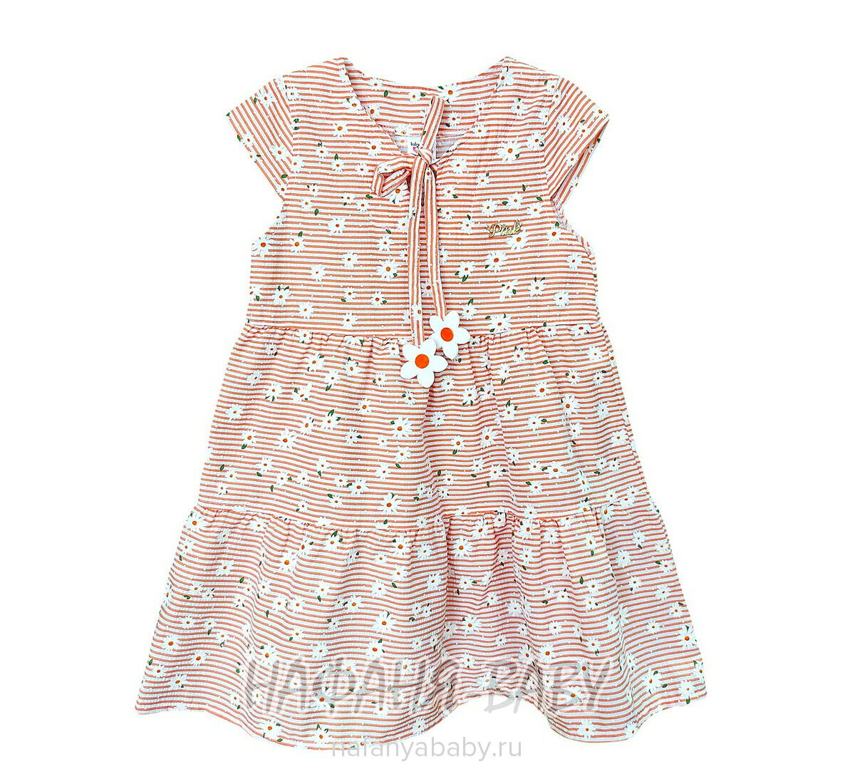 Детское платье PINK арт: 6234, 5-8  лет, цвет персиковый, оптом Турция