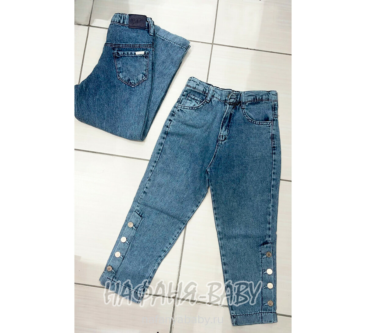 Джинсы подростковые ELEYSA Jeans арт: 63472 для девочки 13-16 лет, цвет синий, оптом Турция