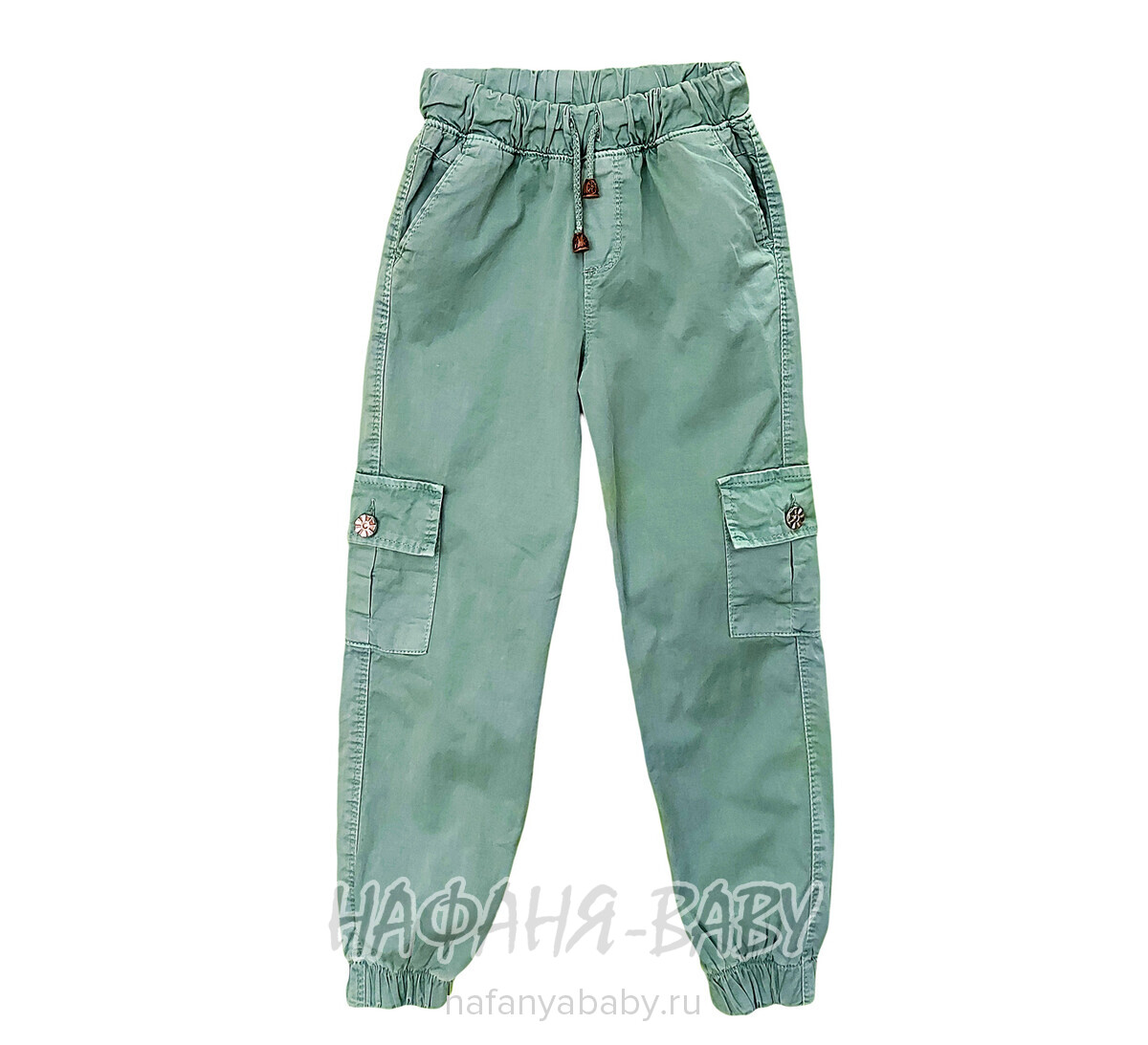 Подростковые летние брюки TATI Jeans арт: 6488, 8-12 лет, цвет дымчато-зеленый хаки, оптом Турция