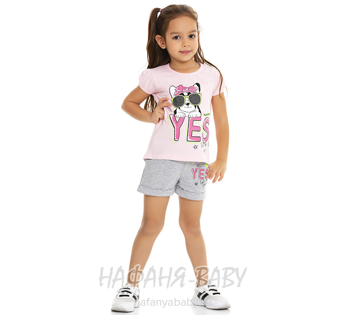 Костюм (футболка + шорты)  PF арт: 6558, 1-4 года, 5-9 лет, цвет розовый, оптом Турция