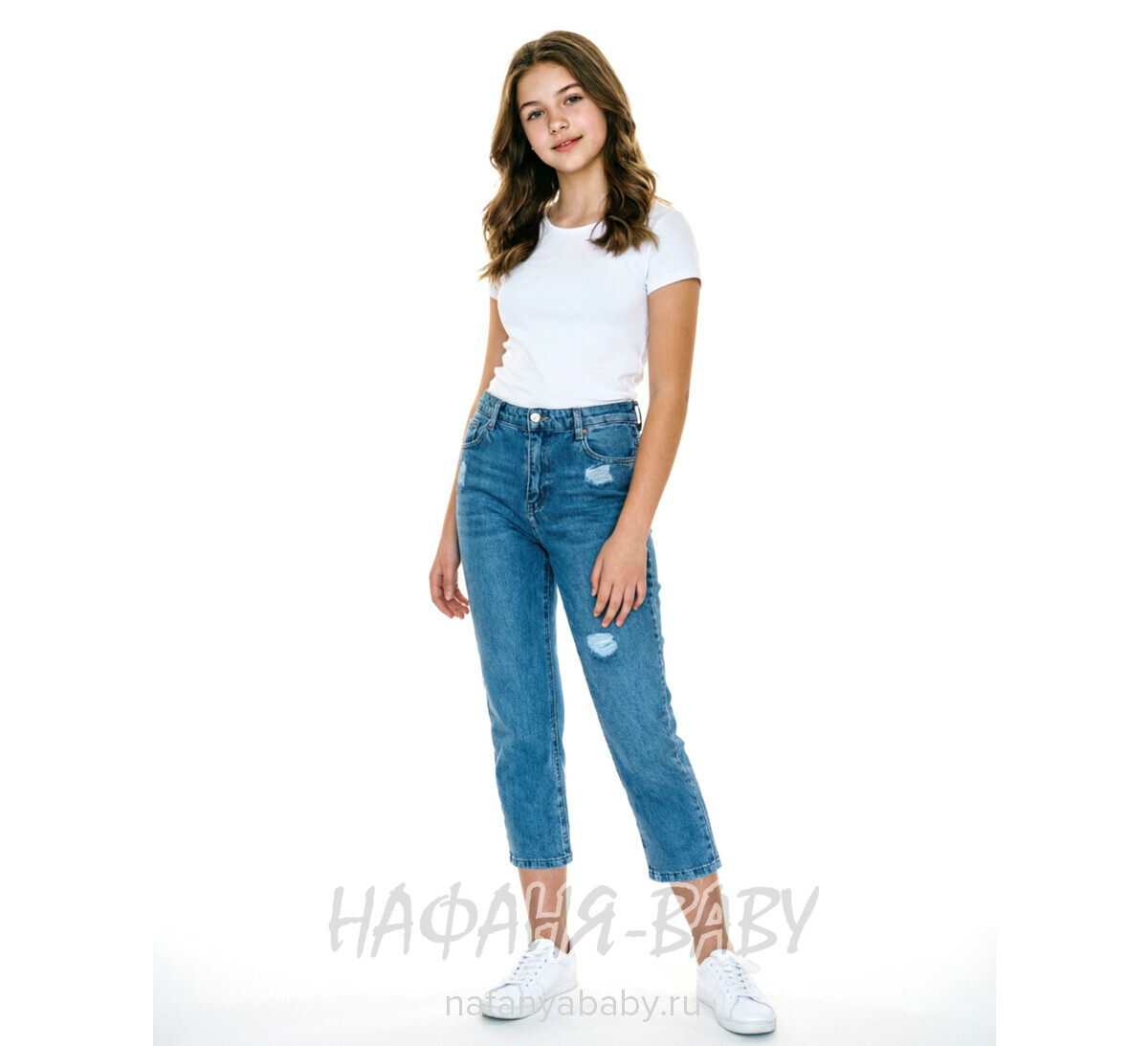 Джинсы ELEYSA Jeans арт: 65812 для девочки от 8 до 12 лет, цвет синий, оптом Турция
