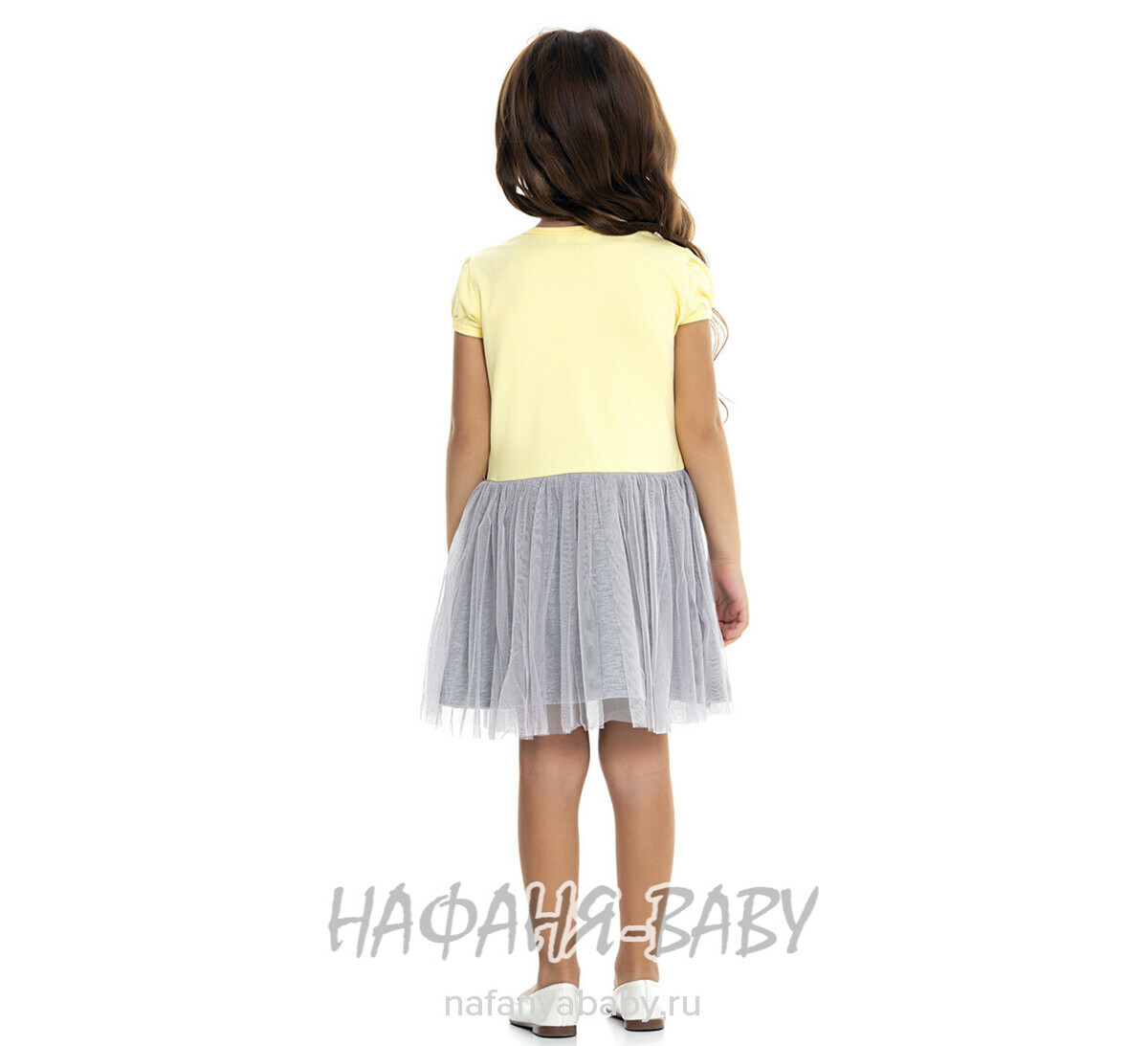 Платье трикотажное PF арт: 6589, 1-4 года, 5-9 лет, цвет желтый, оптом Турция