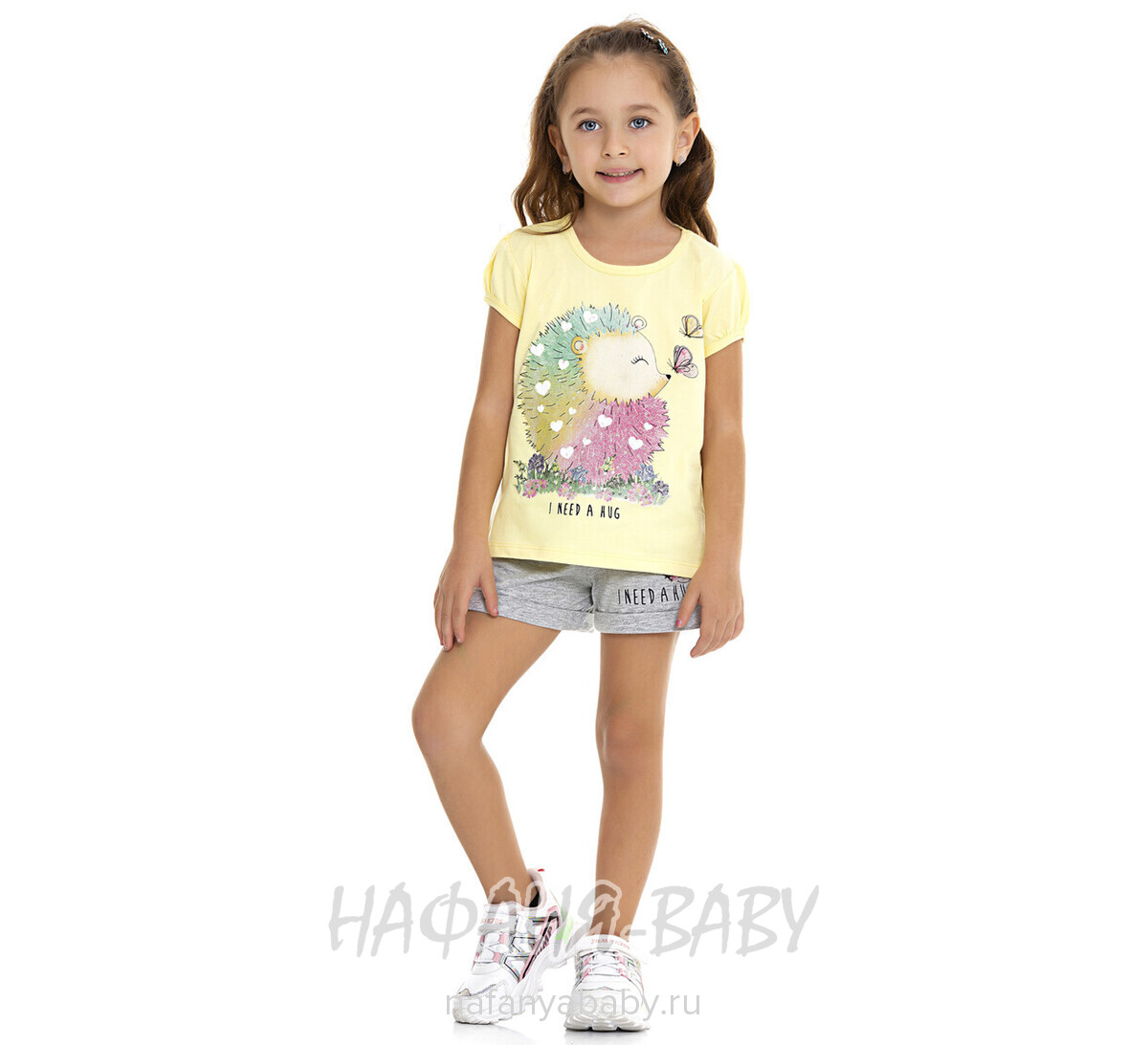 Костюм (футболка + шорты)  PF арт: 6592, 1-4 года, 5-9 лет, цвет желтый, оптом Турция