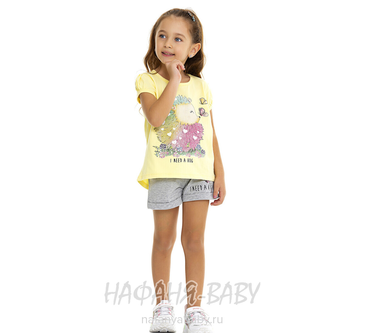 Костюм (футболка + шорты)  PF арт: 6592, 1-4 года, 5-9 лет, цвет желтый, оптом Турция