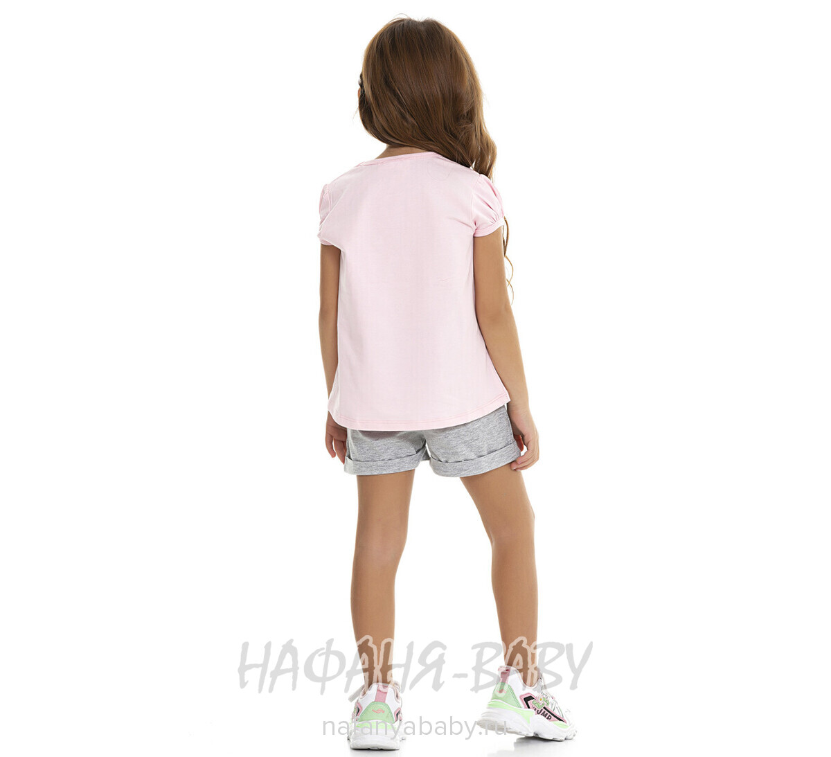 Костюм (футболка + шорты)  PF арт: 6593, 1-4 года, 5-9 лет, цвет розовый, оптом Турция