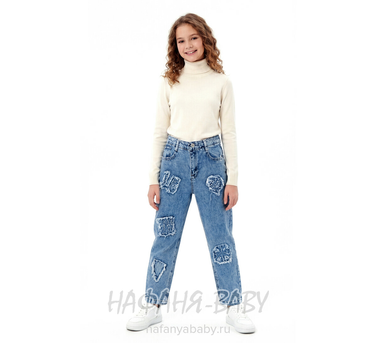 Джинсы ELEYSA Jeans арт: 66372 для девочки 13-16 лет, цвет синий, оптом Турция