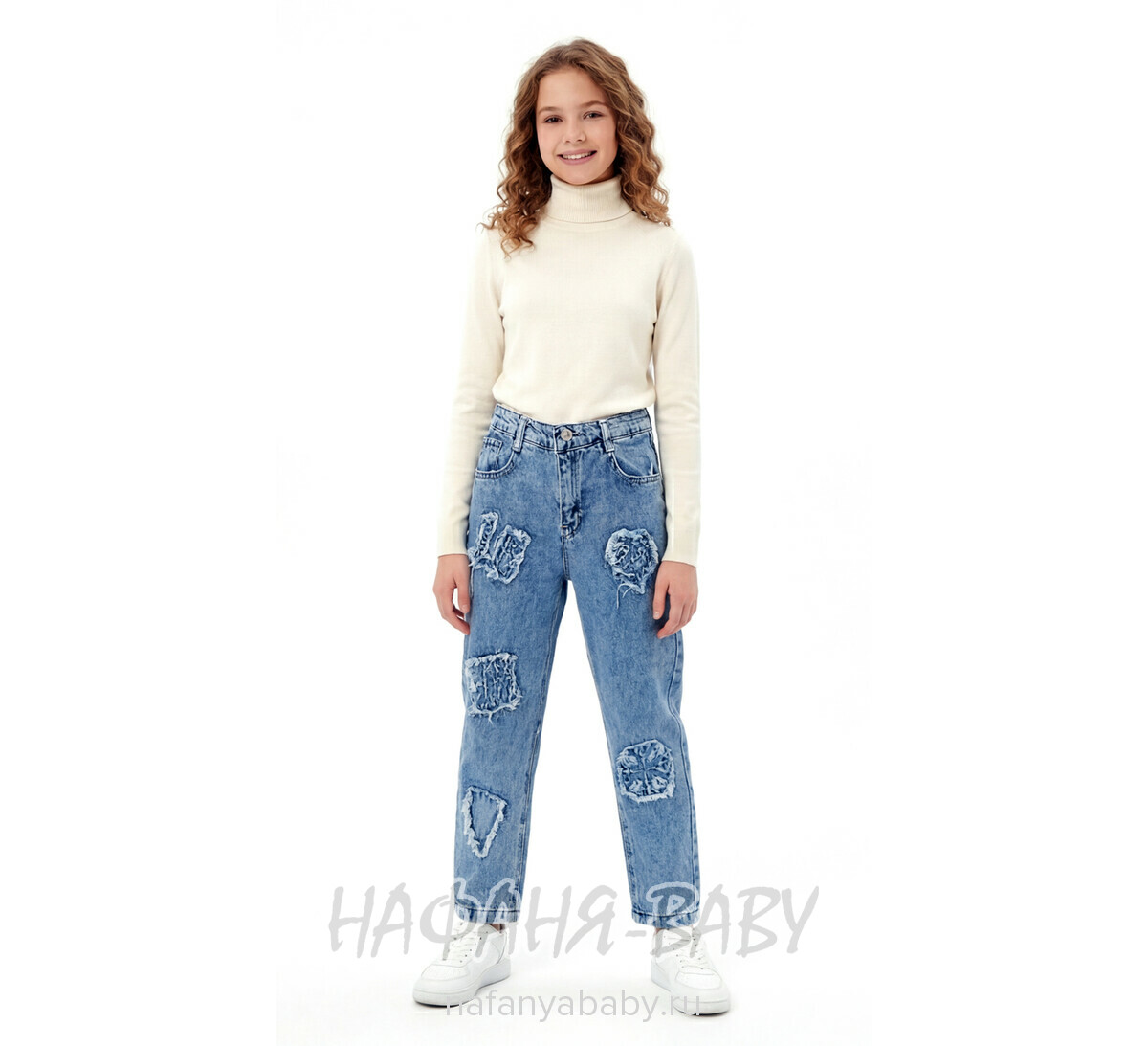 Джинсы ELEYSA Jeans арт: 66372 для девочки 13-16 лет, цвет синий, оптом Турция