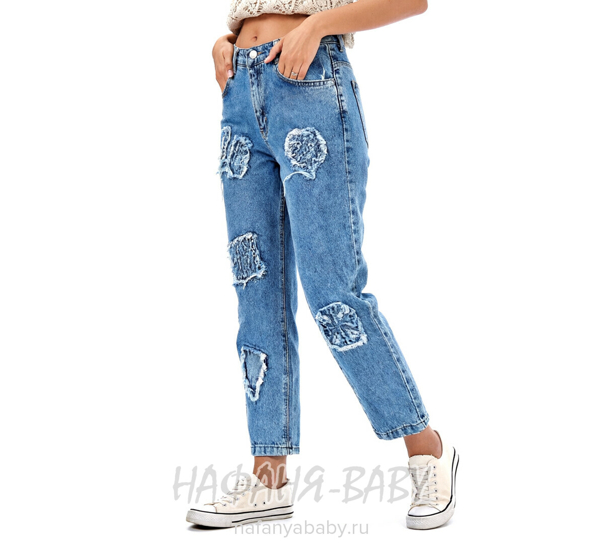 Джинсы ELEYSA Jeans арт: 66372 для девочки 13-16 лет, цвет синий, оптом Турция