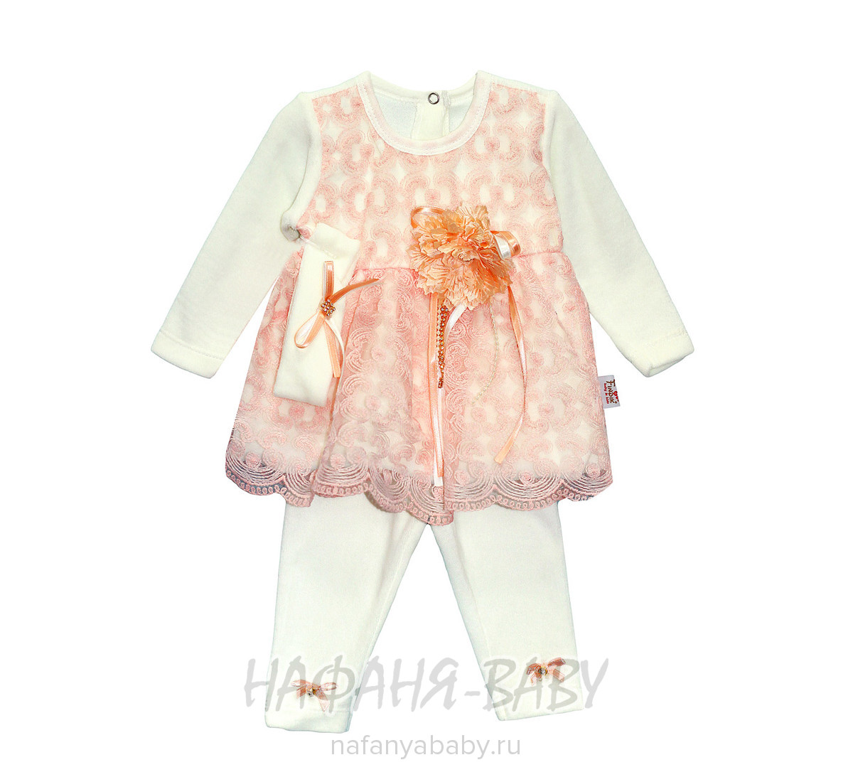 Детский костюм для новорожденных FINDIK арт: 69001, 0-12 мес, цвет молочный с персиковым, оптом Турция