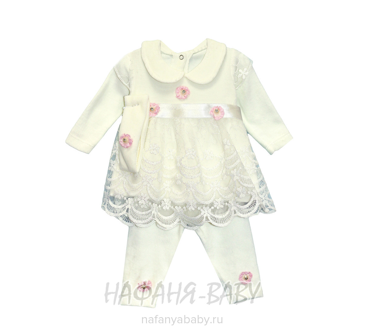 Детский костюм для новорожденных FINDIK арт: 69002, 0-12 мес, цвет молочный с розовым, оптом Турция