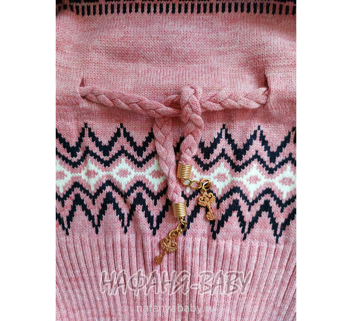 Вязаный джемпер - туника SEREN gul арт: 7031, 5-9 лет, 10-15 лет, цвет чайная роза, оптом Турция