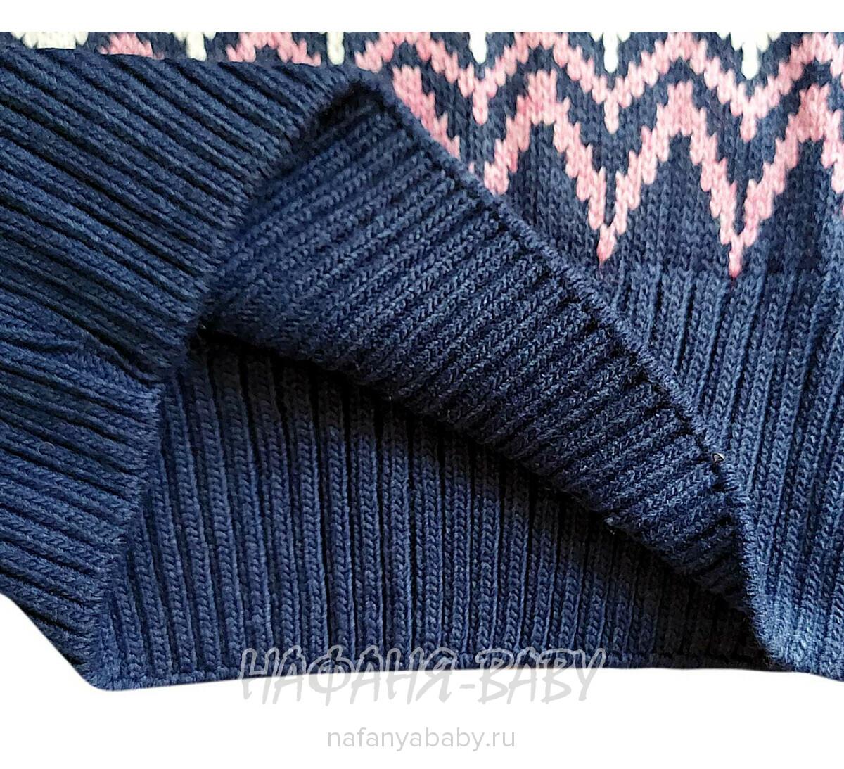 Вязаный джемпер - туника SEREN gul арт: 7031, 5-9 лет, 10-15 лет, цвет сине-серый, оптом Турция