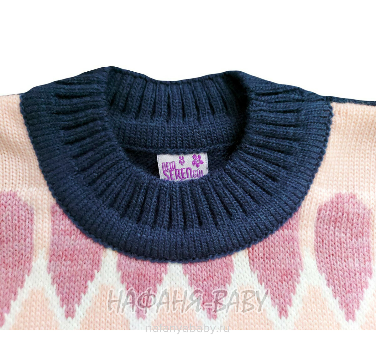 Вязаный джемпер-туника SEREN gul арт: 7037, 5-9 лет, 10-15 лет, цвет темно-синий, оптом Турция