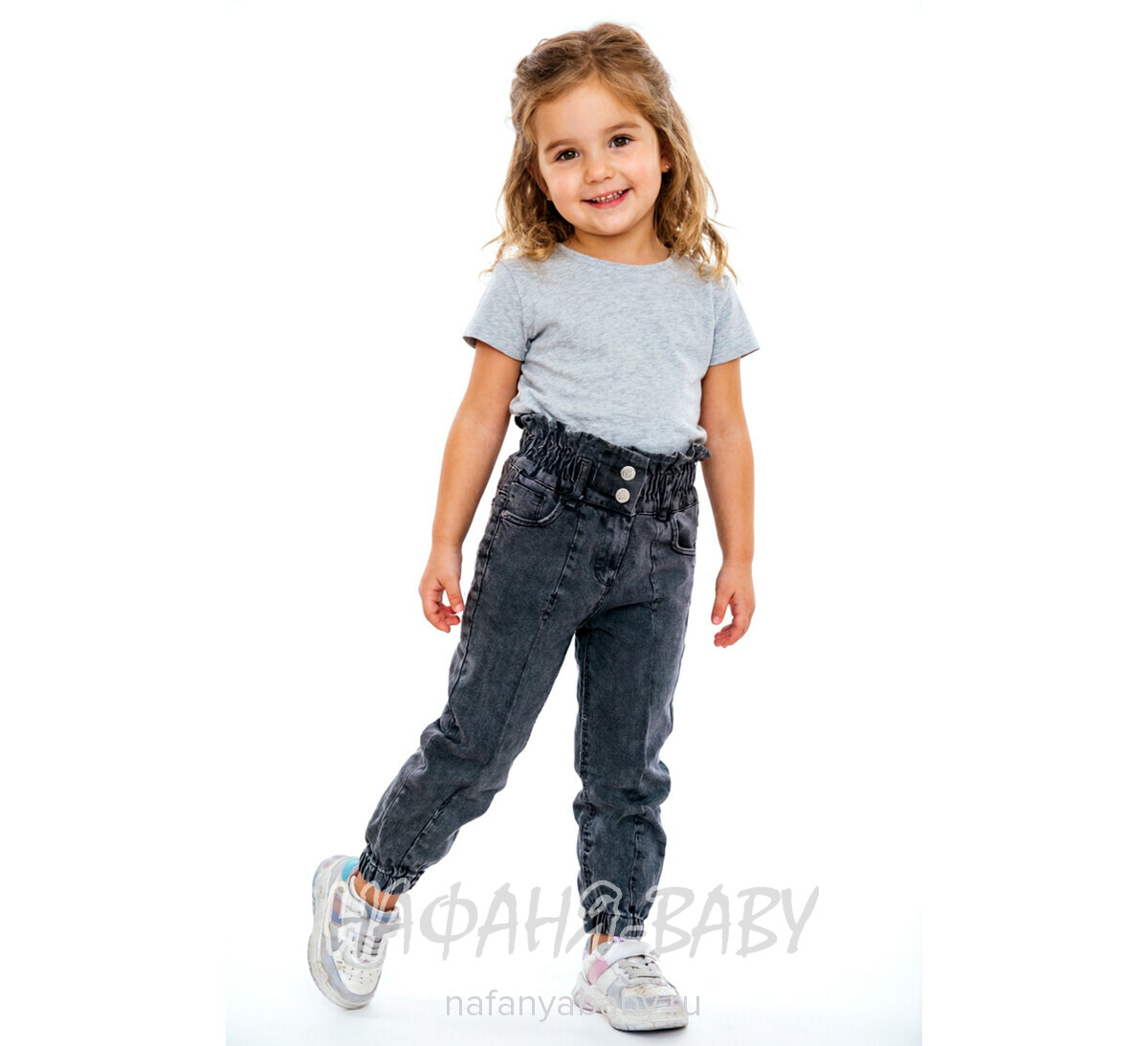 Джинсы YAVRUCAK Jeans арт: 7205 для девочки от 3 до 7 лет, цвет черный, оптом Турция