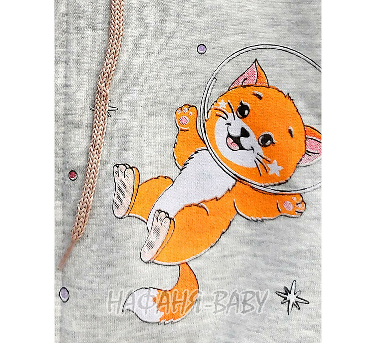 Теплая толстовка с капюшоном для девочки арт: 7910, 1-4 года, цвет серый меланж, Турция