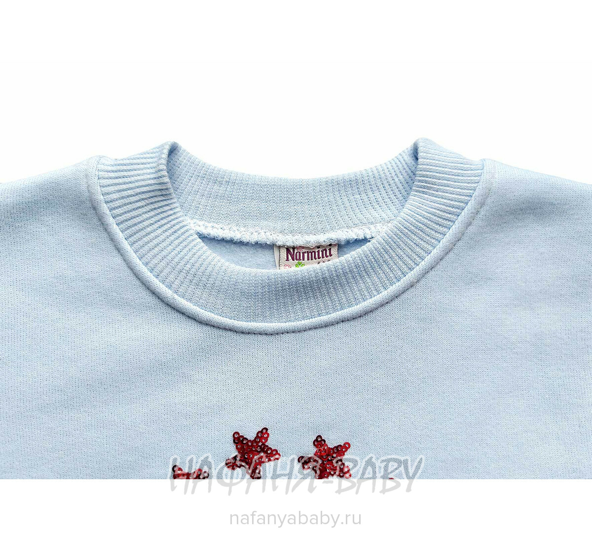 Свитшот для девочки NARMINI Турция, утепленный футер 3 нитки, арт: 8016, 2-8 лет,цвет голубой, оптом Турция