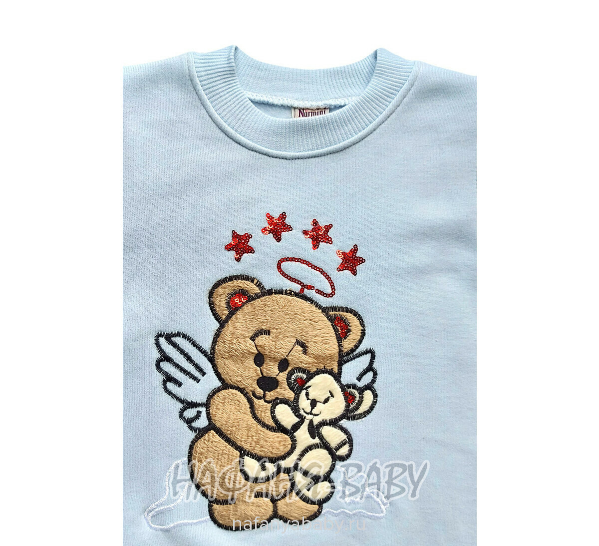 Свитшот для девочки NARMINI: утепленный футер 3 нитки, арт: 8016, 2-8 лет, цвет голубой, Турция