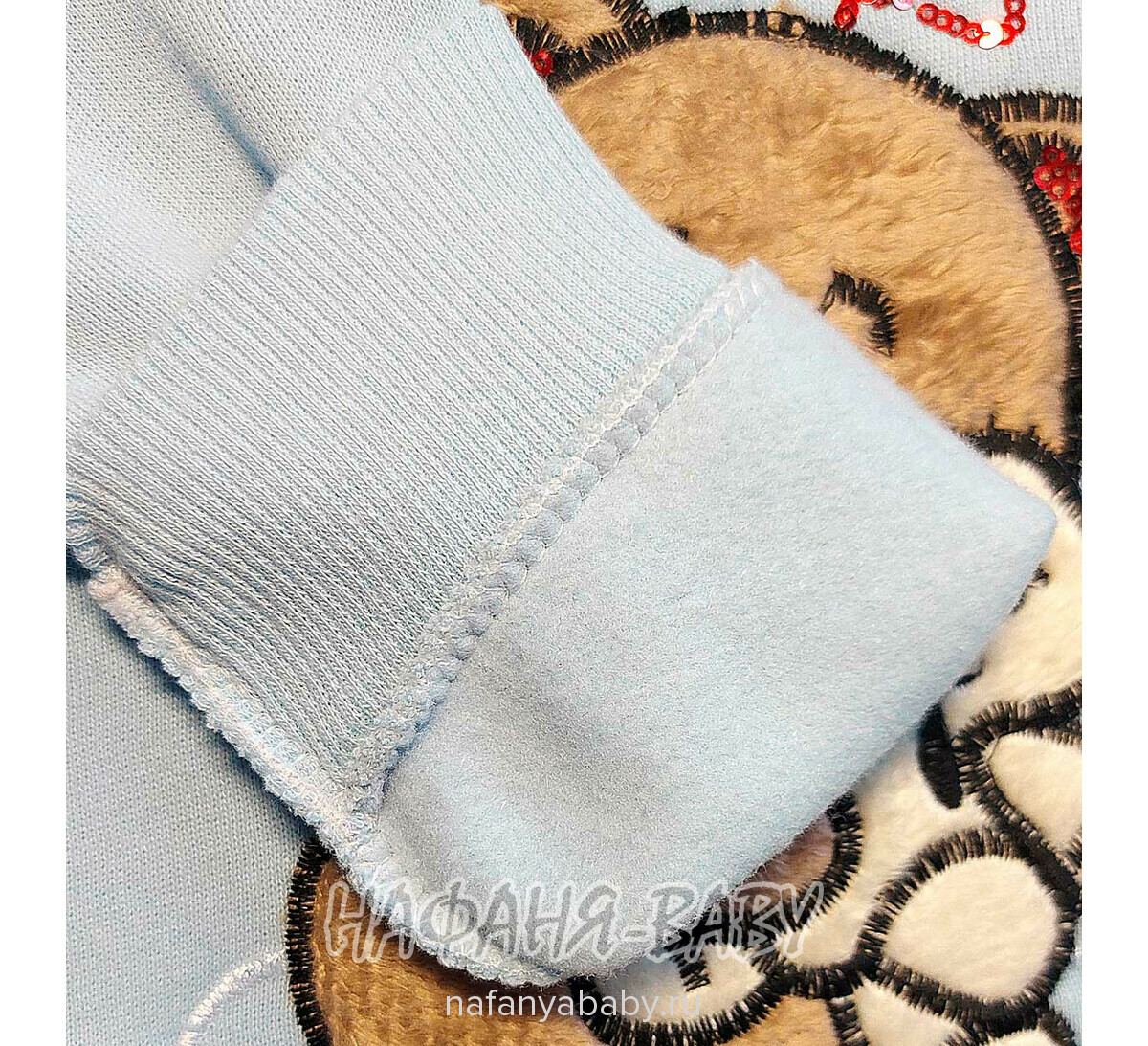 Свитшот для девочки NARMINI Турция, утепленный футер 3 нитки, арт: 8016, 2-8 лет,цвет голубой, оптом Турция