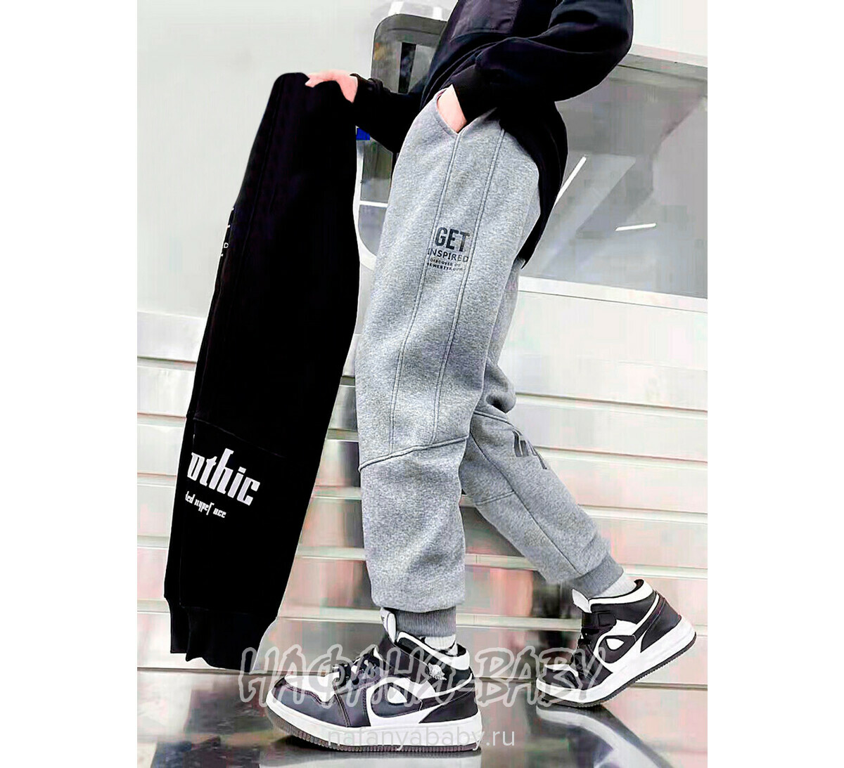 Зимние брюки на флисе XING арт: 809, 5-9 лет, 10-15 лет, цвет серый меланж, оптом Китай (Пекин)