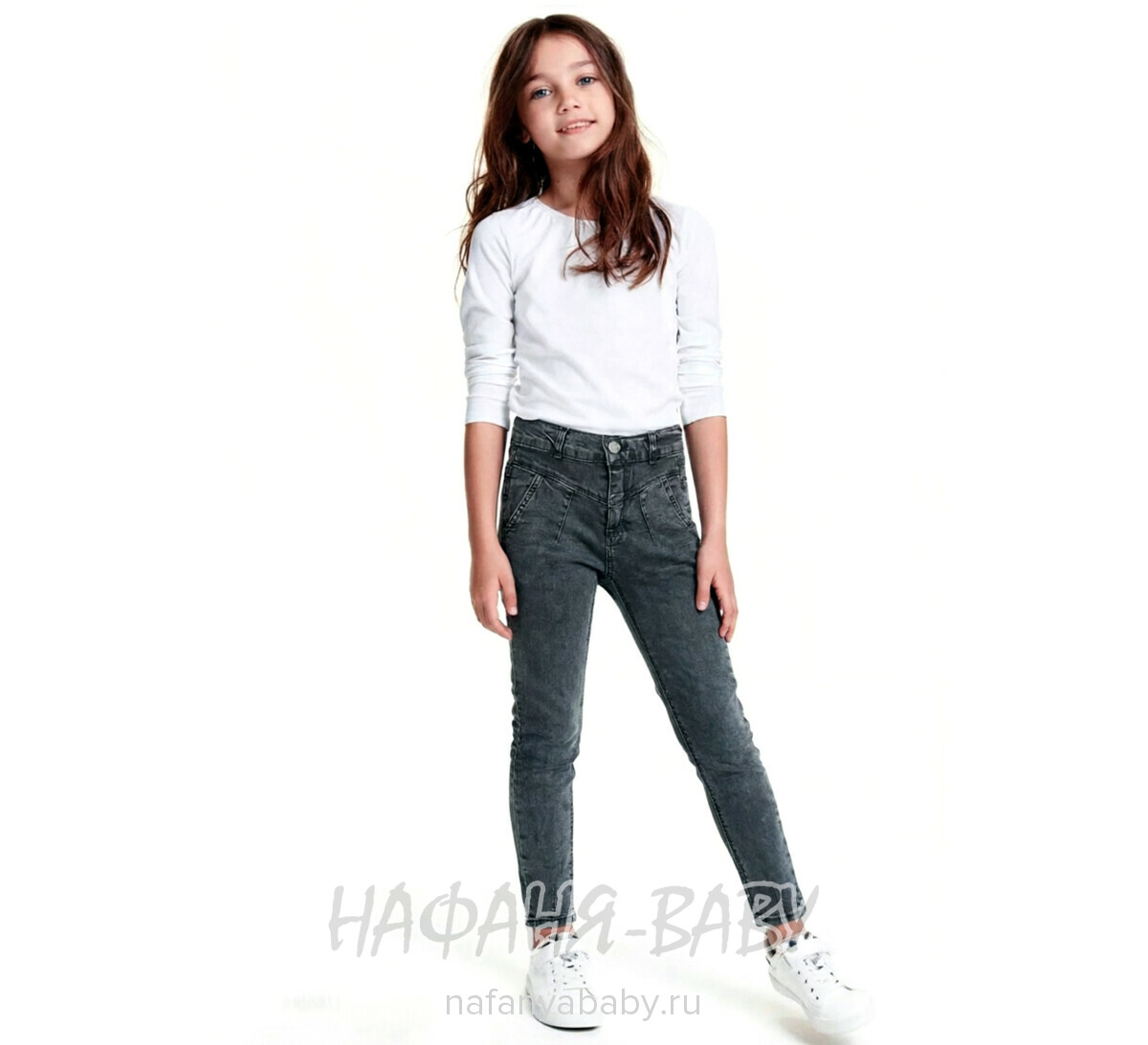 Детские джинсы MIYA арт: 8141 для девочки 6-10 лет, цвет черный, оптом Турция